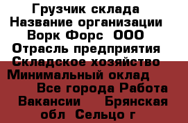 Грузчик склада › Название организации ­ Ворк Форс, ООО › Отрасль предприятия ­ Складское хозяйство › Минимальный оклад ­ 34 000 - Все города Работа » Вакансии   . Брянская обл.,Сельцо г.